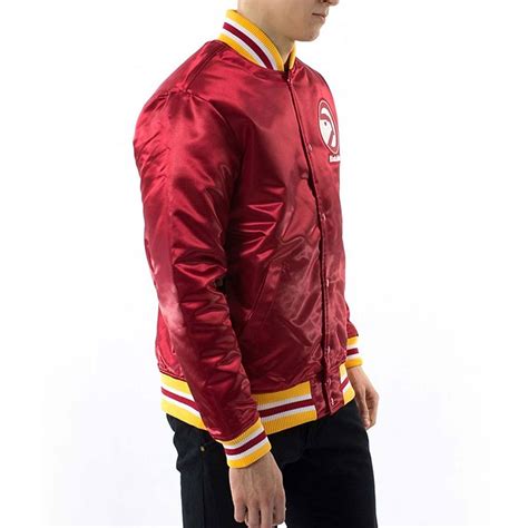 Satin Throwback Wordmark Atlanta Hawks Red Jacket