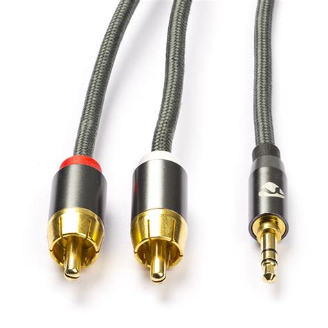 Tulp Naar Jack 3 5 Mm Kabel Nedis 2 Meter Stereo Verguld Grijs