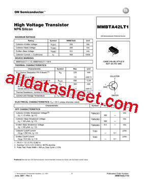 MMBTA42LT1 07 Datasheet PDF ON Semiconductor