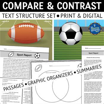 Compare And Contrast Text Structure Reading Passages Graphic Organizers