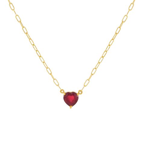 Ruby Heart Necklace 14k Adinas Jewels