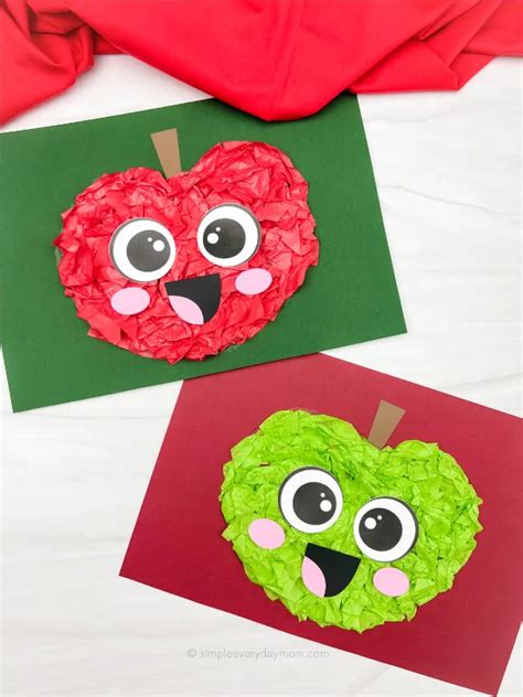 Tissue Paper Apple Craft For Kids [Free Template]