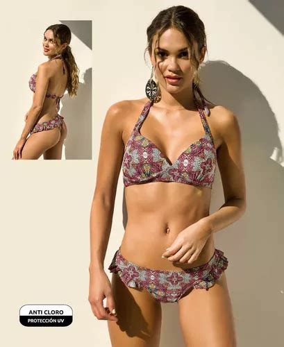 Malla Bikini Push Up Y Base Less Con Volados Din Dan 4525 MercadoLibre