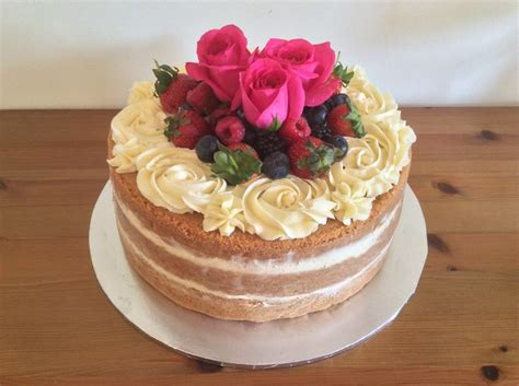 Naked Fruit And Floral Cake For Mum S Birthday