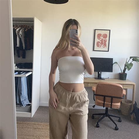 ASOS Nude Beige Cheesecloth Pants Size Depop