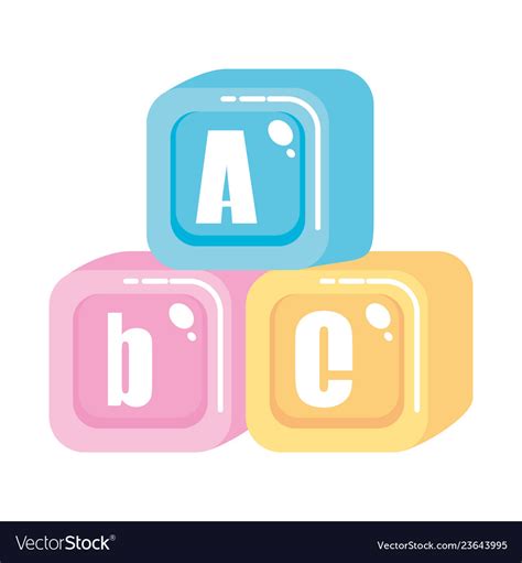 Alphabet blocks toys icons Royalty Free Vector Image