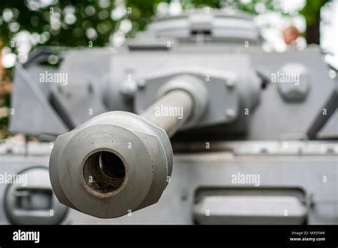 Canon Of An Old Russian Tank Aiming Straight On Me Stock Photo Alamy