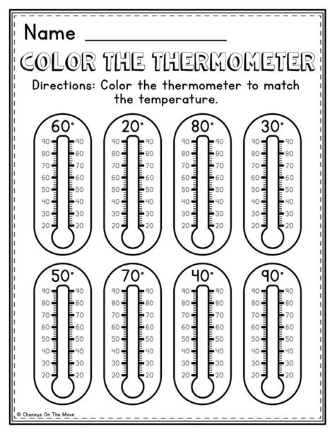 Thermometer Worksheet For Students To Practice Their Math Skills With