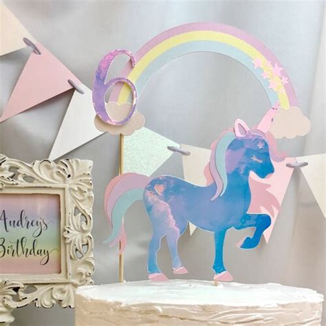 Unicorn Rainbow Cake Topper Unicorn Birthday Decorations Etsy