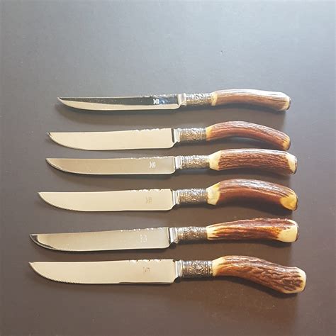 Vintage Genuine Stag Handle Antler Handle Steak Knife Set Set Of 6 Steak Knife Set Sheffield