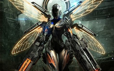 Sci Fi Cyberpunk Cyborg Girl Gun Weapon Woman HD Wallpaper