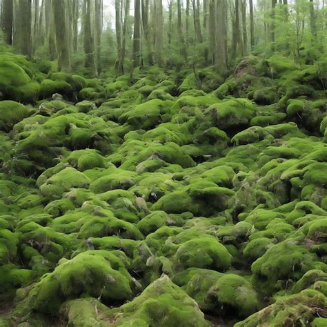 Rocas Cubiertas De Musgo En Un Bosque Con Rboles En El Fondo Foto