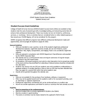 Fillable Online Student Success Grant Guidelines Csusm Fax Email