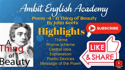 Poem A Thing Of Beauty By John Keats Class 12th YouTube