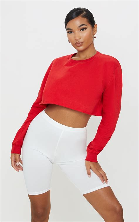 Red Ultimate Cropped Sweater | Tops | PrettyLittleThing