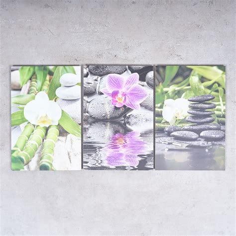 3er Set Wandbild Je 20x30cm Aluminium Dibond Orchideen Wellness Deko