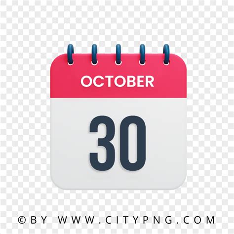 30th October Icon Date Calendar HD Transparent Background | Citypng