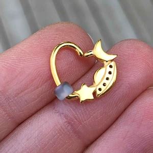 Star Moon Spaceship Gold Daith Earring Rook Piercing Hoop Etsy