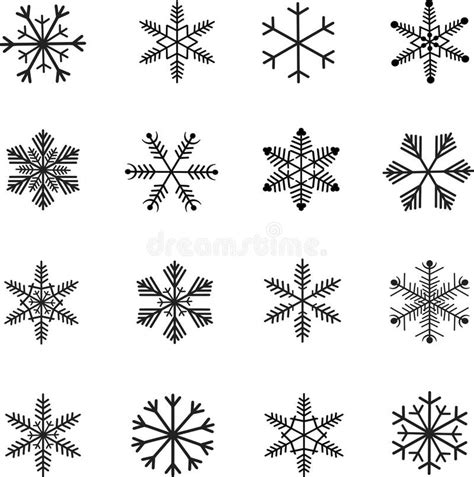 De Reeks Van Het Sneeuwvlokkenpictogram Zwart Witte Vector Vector