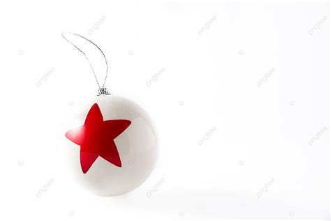 Isolated White Background With A Red Star Embellished White Christmas ...