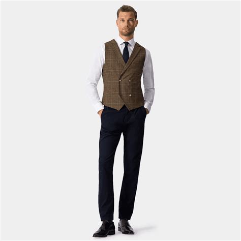 Brown Tweed Double Breasted Waistcoat