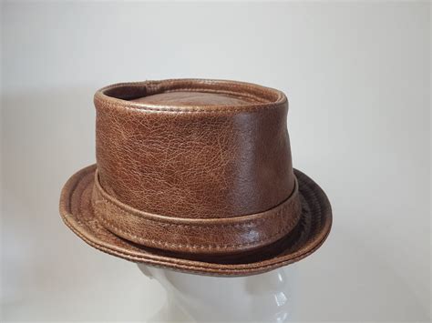 Tall Pork Pie Hat Brown Leather 58 59 Cm Jill Corbett The Hattic