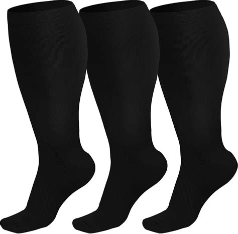 Wukang 3 Pairs Plus Size Compression Socks For Men And Women Varicose