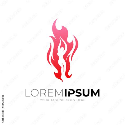 Sexy Girl Logo With Fire Design Vector Hot Body Icons Stock Vector Adobe Stock