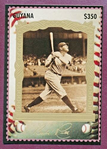 Guyana Babe Ruth Sultan Of Swat Stamp Cards Babe Ruth HOF EBay