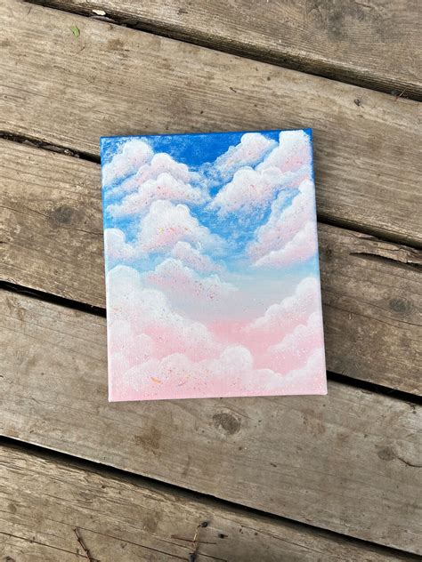 ORIGINAL Heavenly Pink Clouds Painting Glitter Clouds - Etsy