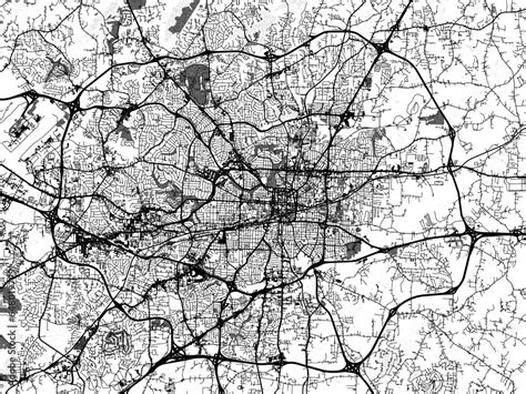 Greyscale Vector City Map Of Greensboro North Carolina In The United