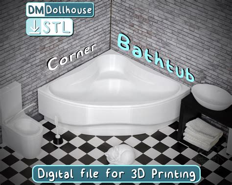 STL File Modern Corner Bathtub Hot Tub 1 12 Scale Dollhouse Bathroom
