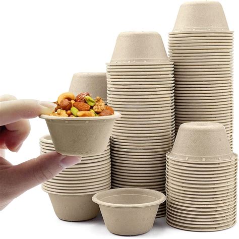 SAHENITEANA Bagasse Fiber Souffle Cups 100 Biodegradable Mini Paper