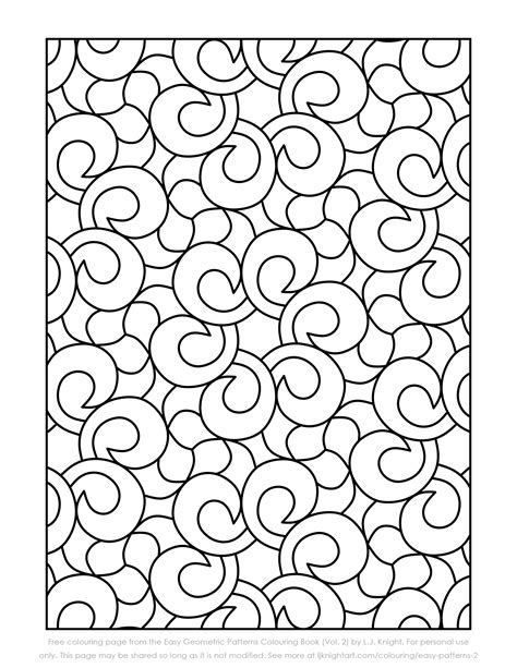 Free Simple Pattern Printable Colouring Page L J Knight Art