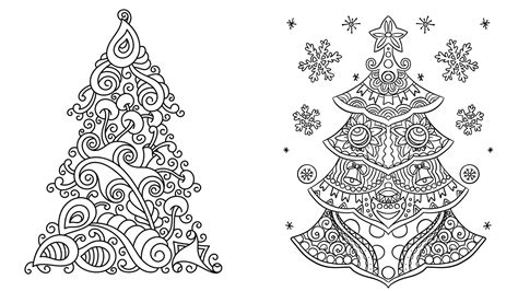 Coloriage de Noël Sapins Art déco