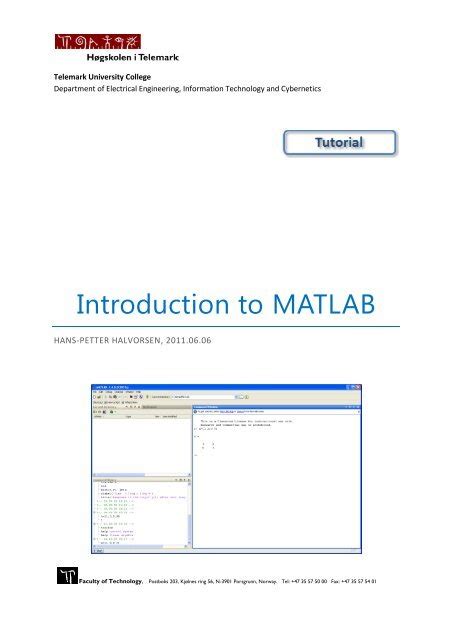 Tutorial: Introduction to MATLAB