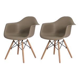 Kit 2 Cadeiras Eiffel Eames DAW c Braço Nude Base Madeira Leroy Merlin