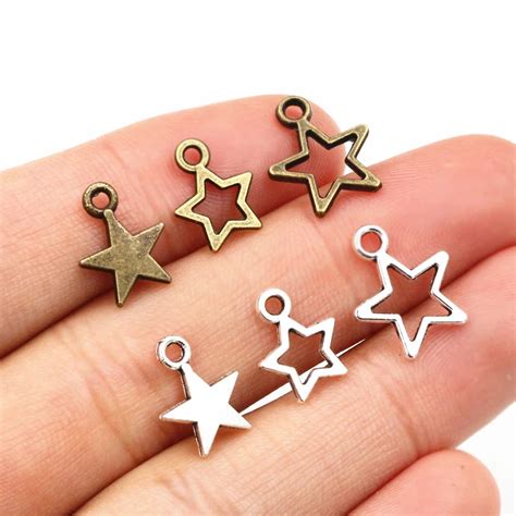 St Ck Kleine Star Charms Anh Nger Bronze Antik Silber Farbe Zink