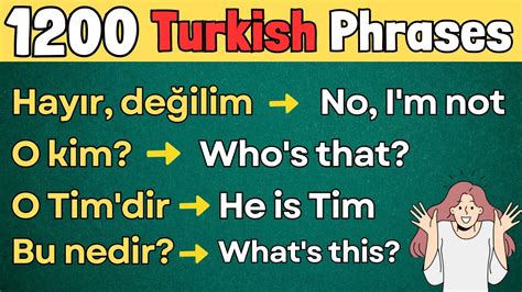 1200 Turkish Phrases Complete Parts Improve Your Turkish With Useful Phrases Language