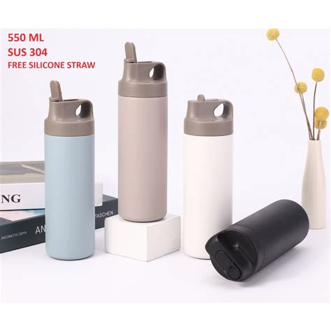 Jual Tumbler Termos Dengan Sedotan Vacuum Flask Hot Cool Ml Stainless Steel Botol