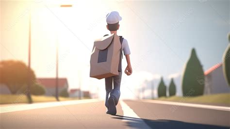 3d Animation Of A Man With A Delivery Truck Powerpoint Background For