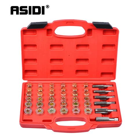 Pcs Oil Pan Drain Sump Plug Key Set Thread Repair Tool Kit Set Drain