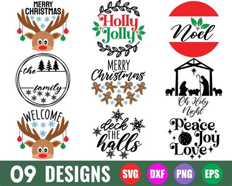 Christmas Door Hanger Svg Bundle Christmas Svg Christmas Etsy