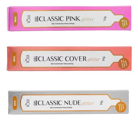 Kit Gel Classic Pink Glitter Cover Glitter Nude Glitter Frete grátis
