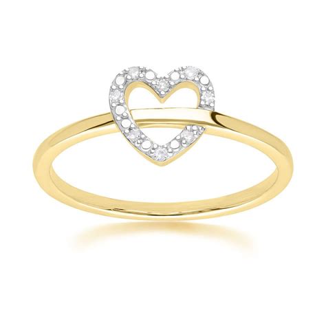 K Yellow Gold Diamond Pave Open Heart Ring Romantische Gesten Gold