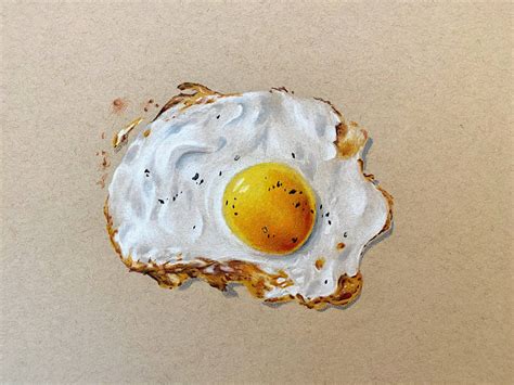 Fried Egg in Colored Pencils : r/drawing