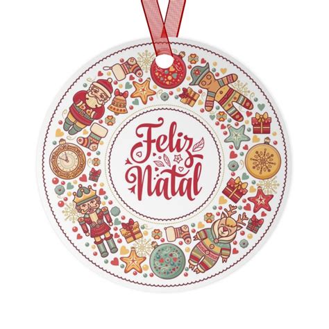 Portuguese Language Metal Christmas Tree Ornament, Feliz Natal, Enfeite ...