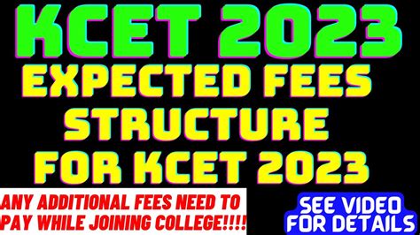 Kcet 2023 Expected Fees Structure Any Additional Fees Need While