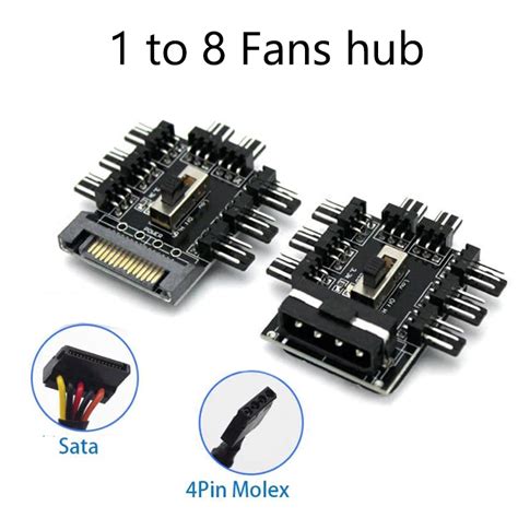 Переходник MOLEX/SATA на 8 Кулеров 3 Pin Hub Кулер Fan — Купить ...