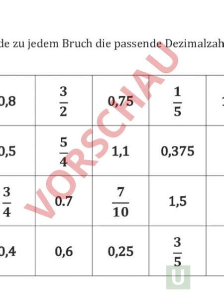 Arbeitsblatt Br Che In Dezimalzahl Umwandeln Mathematik Br Che